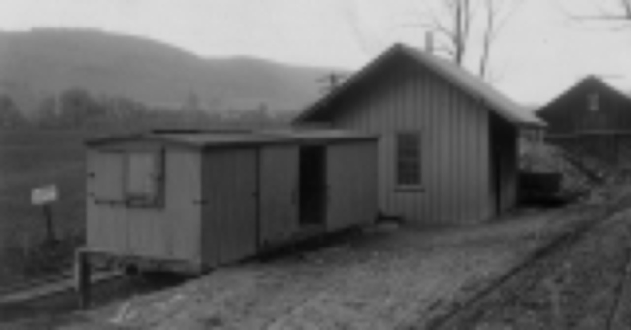 Bath & Hammondsport Freight House in Rheims, NY — taken by J.E. Bailey, Photographer, Erie Railroad — circa 1900-1909