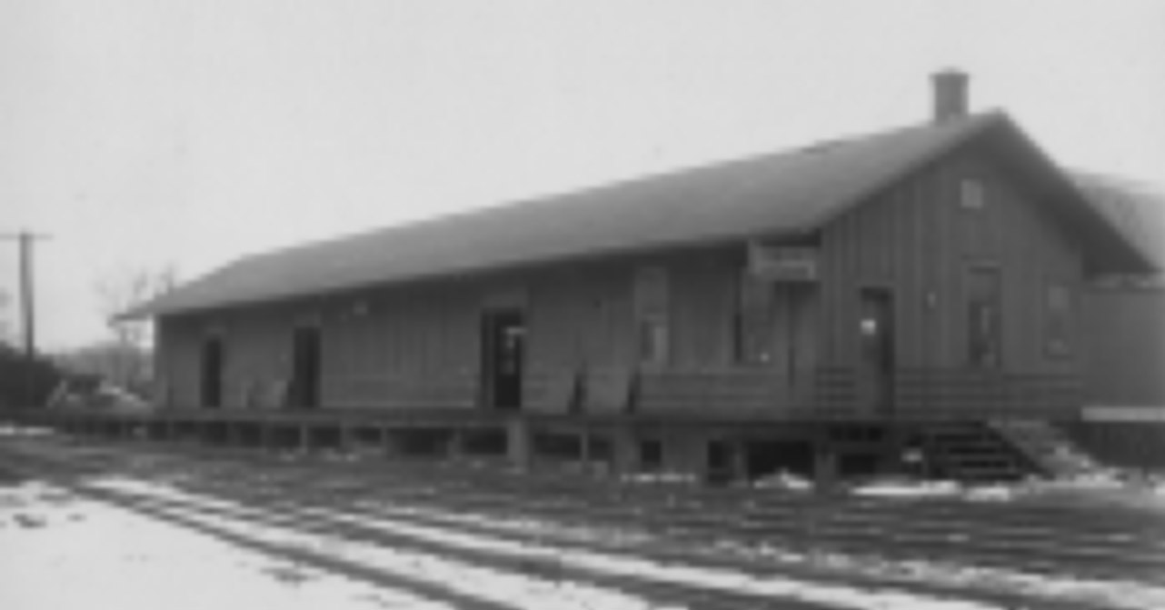 Erie Freight House in Bath, NY — taken by J.E. Bailey, Photographer, Erie Railroad — circa 1900-1909